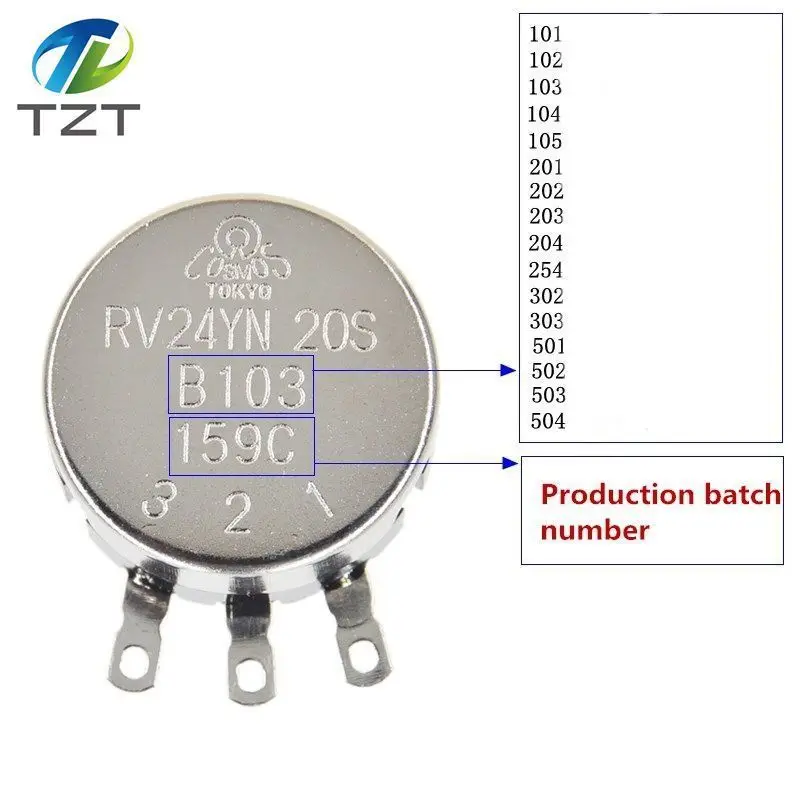 1 шт. RV24YN20S B201 B501 B102 B202 B502 B103 B203 B503 B104 B204 B254 B504 B105 500 Ом 10K 20K 50K 100K 200K Ом Потенциометр