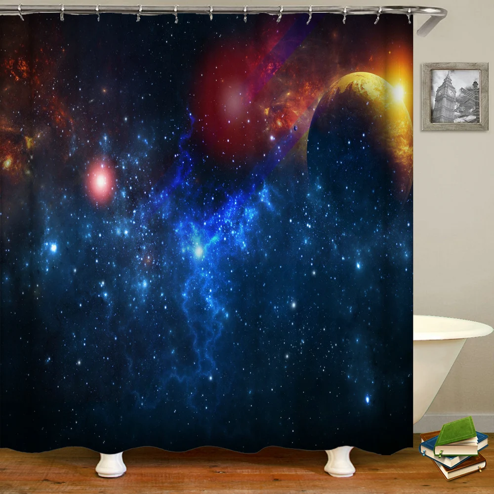 

Waterproof Shower Curtain 3d Print Starry Sky Bath Curtains Bathroom Polyester cloth Home With 12 Hooks 180*180cm Bath Curtain