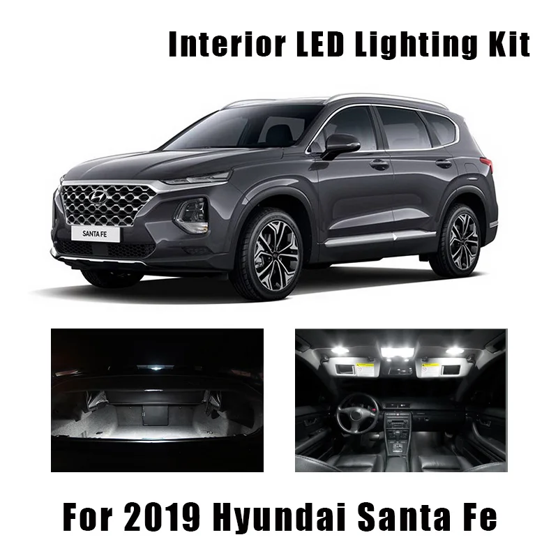 Светодиодный фонарь для салона автомобиля 11 шт. белый подходит Hyundai Santa Fe 2019 купол
