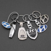 car braided leather keychain keyring 3d metal alloy car badge key chain for hyundai elantra sonata i10 tucson genesis ioniq ix25