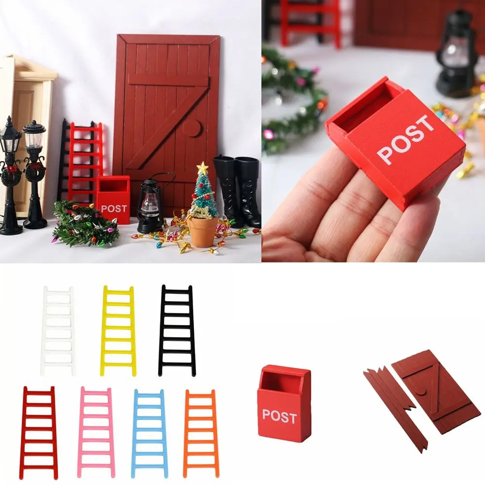 

Dollhouse 1:12 1:6 Mini Simulation Ladder Mailbox Wooden Door Figurines Miniatures Courtyard Decor Doll Accessories Crafts