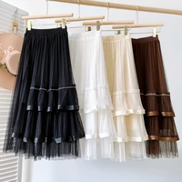 designer rhinestone fairy skirts 2022 new irregular tulle cake skirts elegant pleated ruffles tutu skirt jupe longue femme
