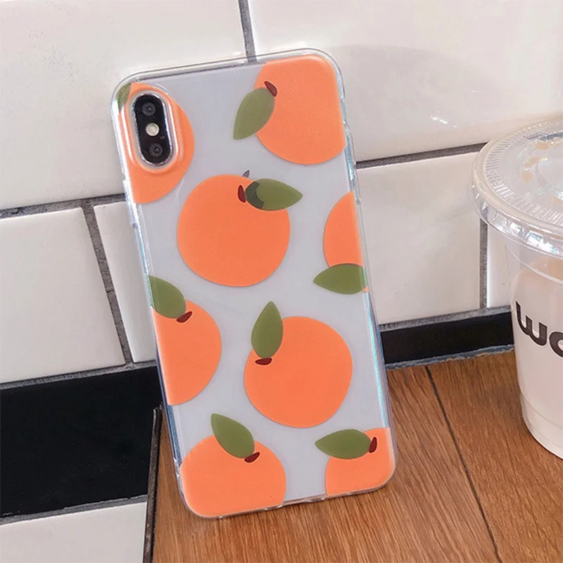 Роскошный прозрачный милый чехол с оранжевыми фруктами для Apple iPhone X XR XS Max 8 7 6 6S Plus