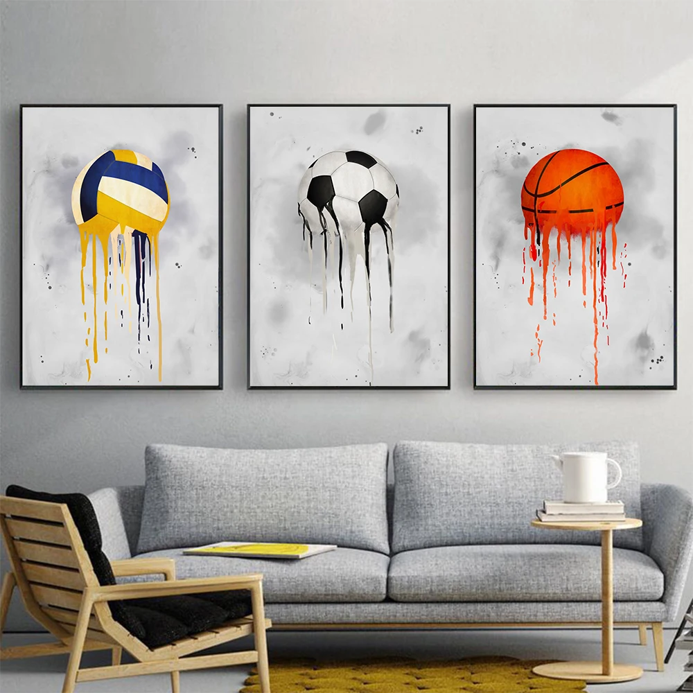 Футбол Баскетбол волейбол боулинг теннис спортивная серия картина на стену