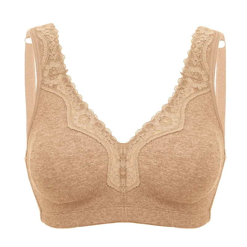 

Women's Plus Size Full Coverage Wire-Free Non-Foam Comfort Lace Cotton Bra Plus Size