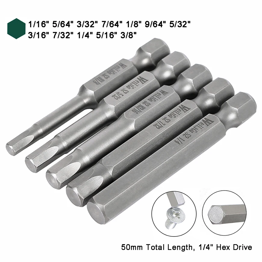 Magnetic Imperial Hex Screwdriver Bits Allen Wrench Drill Bi