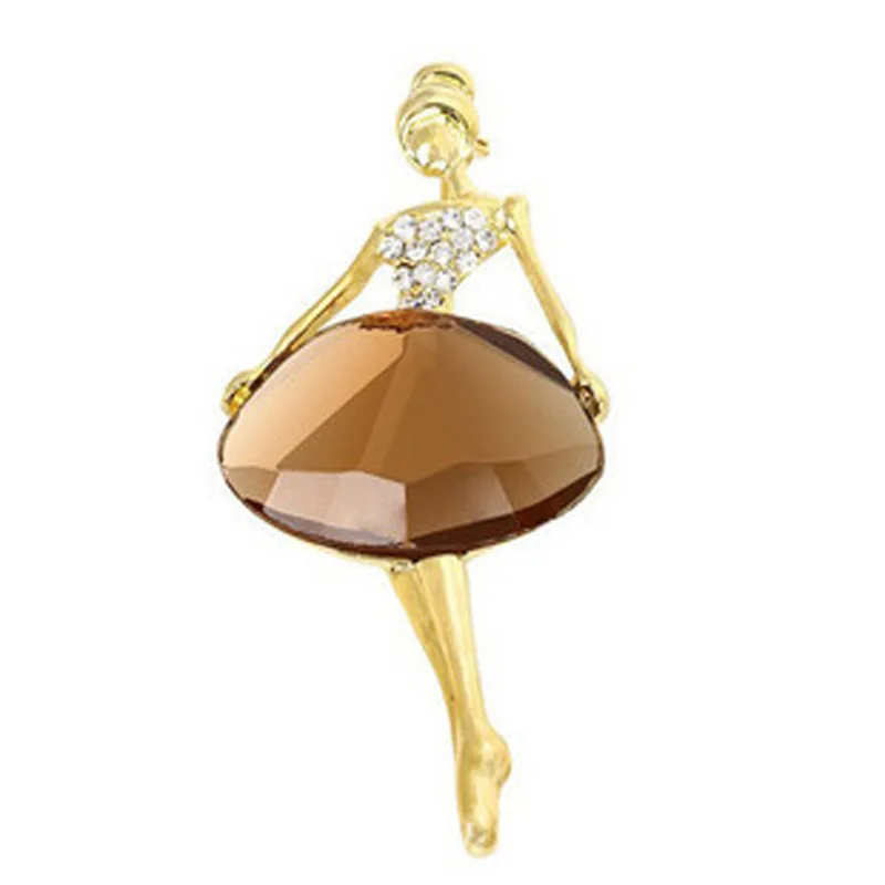 Korean version of the popular accessories beautiful ballet girl temperament big crystal ladies brooch modern fashion jewelry | Украшения и