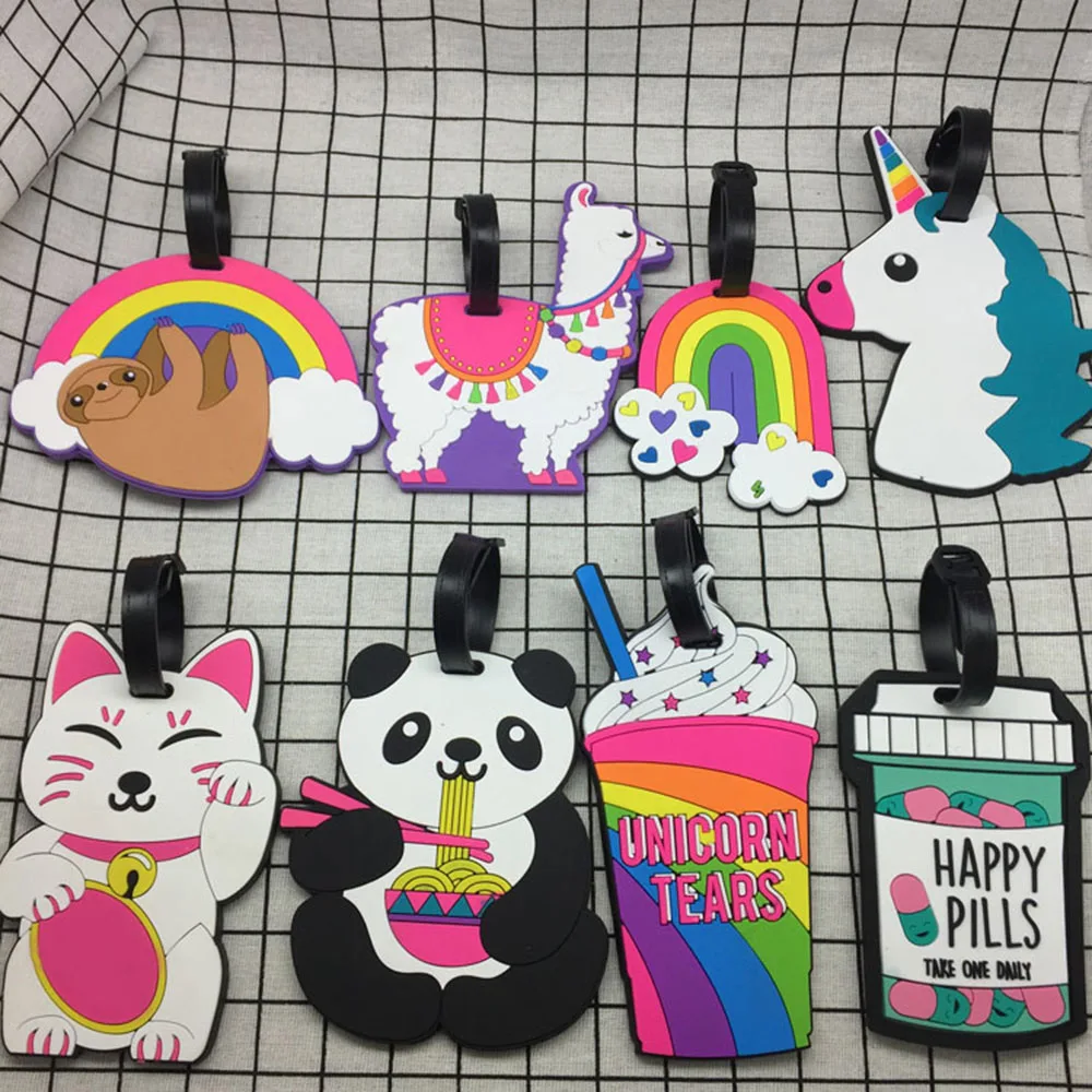 

Creative Cartoon Silica Gel Luggage Tags Portable Suitcase ID Name Address Holder Baggage Boarding Label Tags Travel Accessories