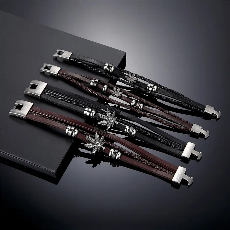 Новый стиль 2020 кожаный браслет на удачу в стиле ретро мужской многослойный