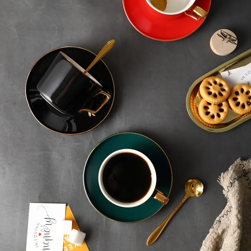 

Ceramic bone China European luxury coffee cup and saucer set scented tea, black tea flower high-grade Nordic