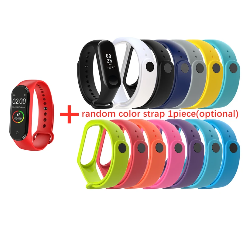 Watch with 1PC Strap M4 Смарт-часы с сенсорным экраном водонепроницаемый монитор кровяного давления для женщин и мужчин Браслет фитнес-трекер спортивные умные часы - Цвет: Watch with 1PC Strap