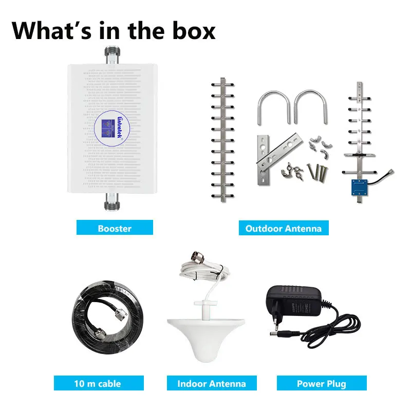 

lintratek 3G 4G Repeater Cellular Amplifier GSM 2G 900 850 1800 2100 Dual Band Mobile Phone Signal Booster AGC 20dBi Antennakit