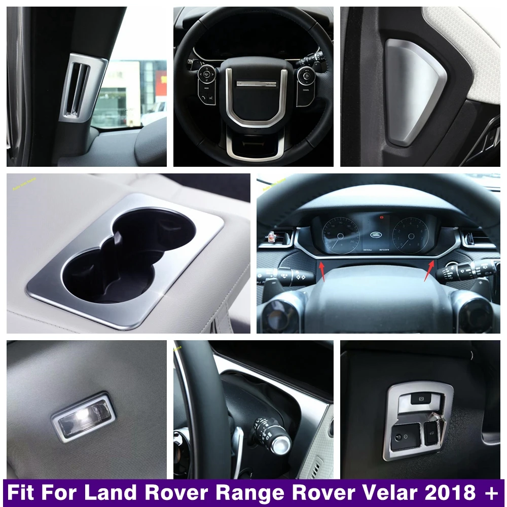 

Matte Interior Refit Kit Pillar A Dashboard Air AC Water Cup Holder Cover Trim Fit For Land Rover Range Rover Velar 2018 - 2022