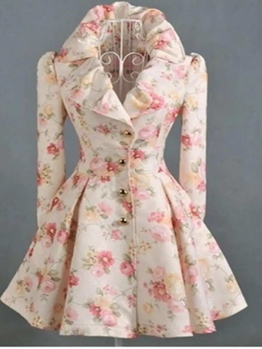 Женский Тренч ветровка пальто с принтом Новая модная женская роз одежда | Женская