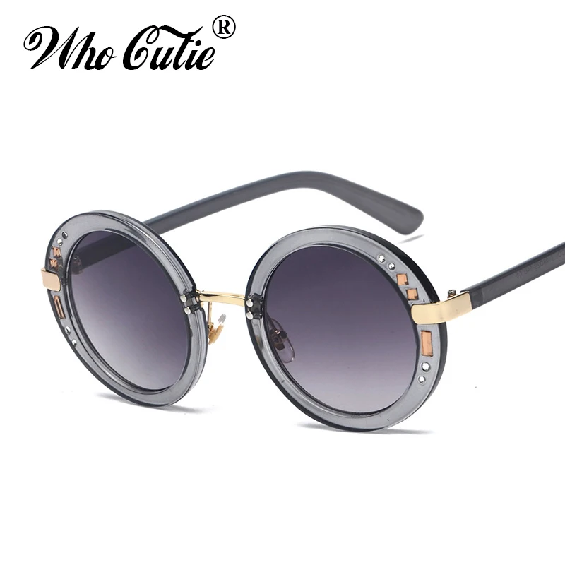 Женские круглые солнцезащитные очки WHO CUTIE маленькие стразы в стиле ретро с