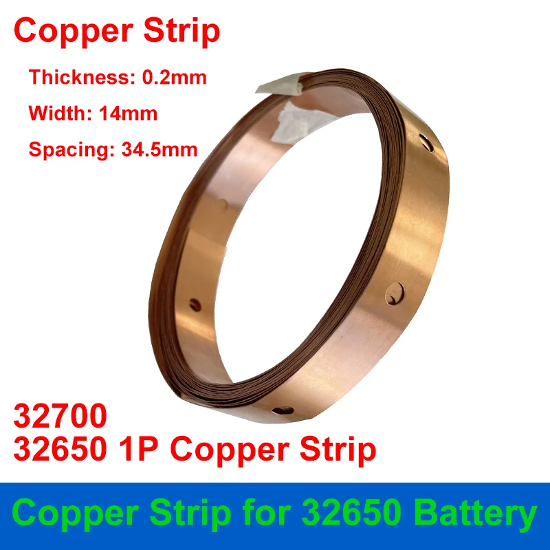 

Copper Strip 0.2mm Thickness 14mm 47.5mm Width for DIY 32650 32700 LiFePO4 Battery Pack E-Motorcycle Solar System Energy Storage