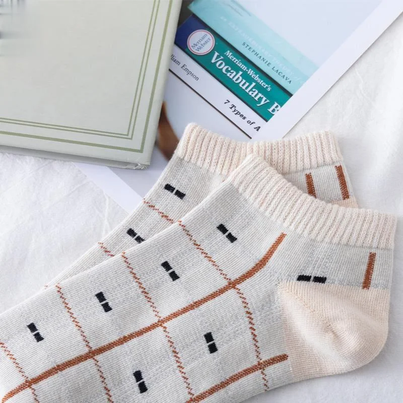 

Cartoon Fawn Pure Cotton Invisible Socks Spring and Summer New Fashion Casual Women's Socks Lattice Pattern Trendy Sports Socks