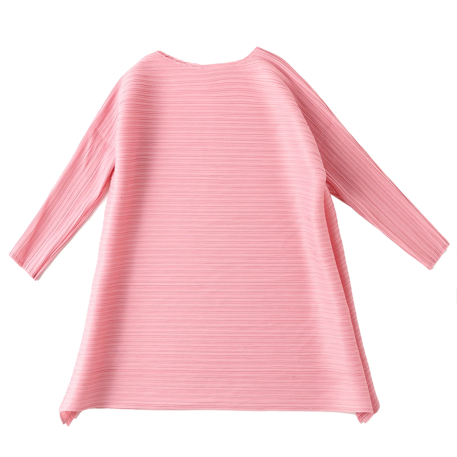 Женские Длинные футболки Miyake однотонные с круглым вырезом и складками большого