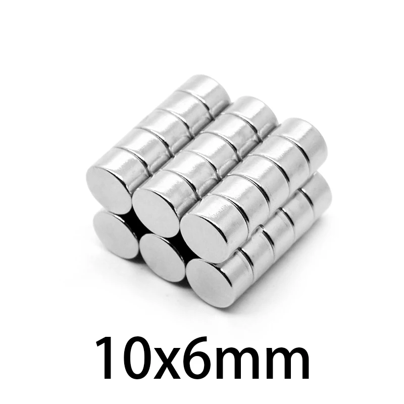 

10-100 шт. 10x6 мм круглый мощный магнит на холодильник, неодимовый дисковый магнит, 10 мм x 6 мм, Постоянные сильные магниты NdFeB 10*6 мм