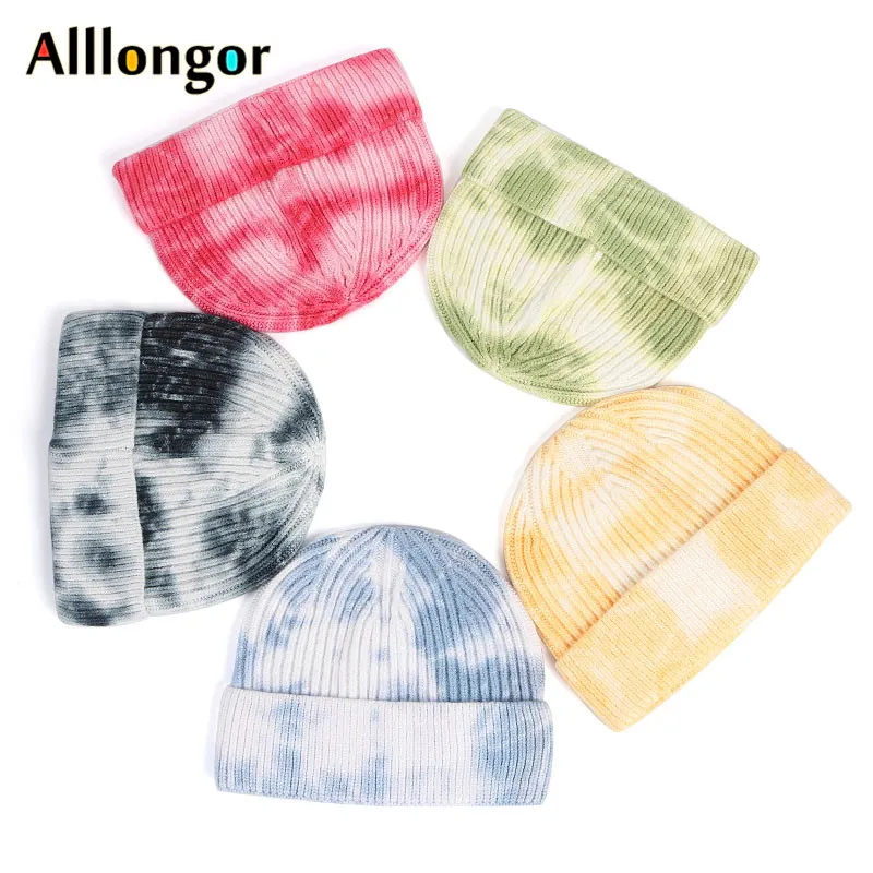 Новинка шапка в рыбацком стиле Tie Dye женские зимние шапки 2021 облегающие для женщин