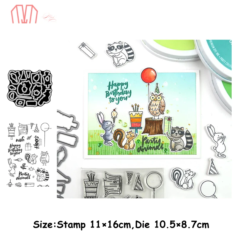 Металлические штампы и для торта ко дню рождения с животными Mai трафарет сделай