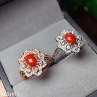 kjjeaxcmy fine jewelry natural red coral 925 sterling silver new women ring support test popular
