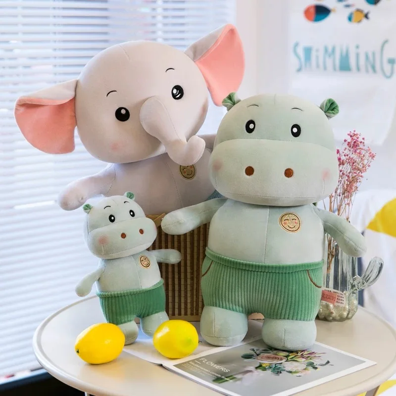 25 60 см розовые плюшевые игрушки в виде медведя слон хиппо мягкие Мультяшные