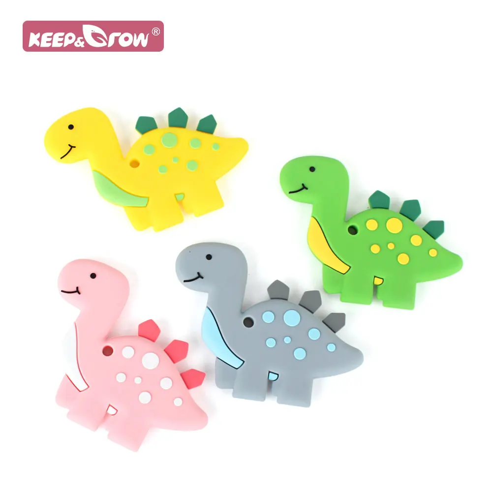 

BPA Free Silicone Teethers Dinosaur Cartoon Animal Pendant Necklace Food Grade Rodent Tiny Rod Baby Teether Chew Toys for Kids