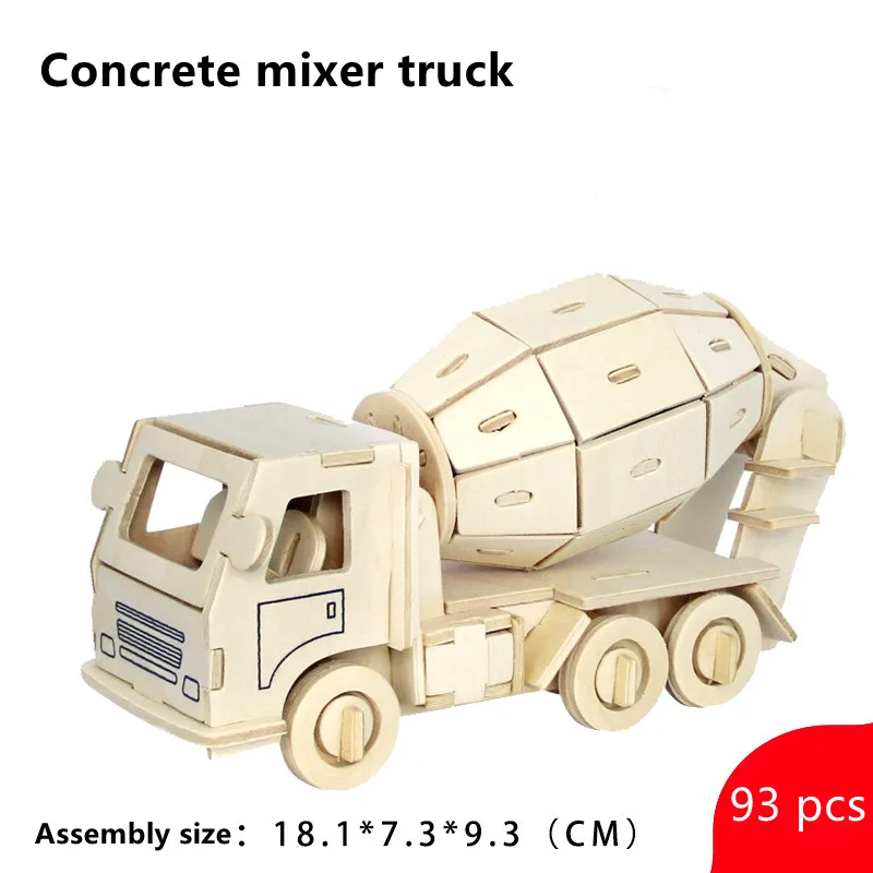 

Three-dimensional wooden puzzle children's intelligence early education building blocks traffic car model wooden toys