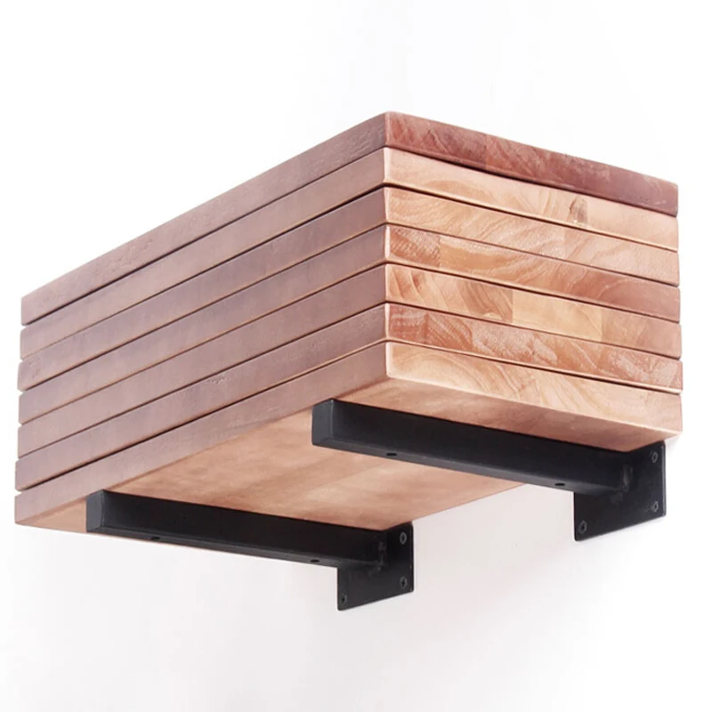 Горячая Бытовая кованый настенный Треугольники кронштейн Подставка черные