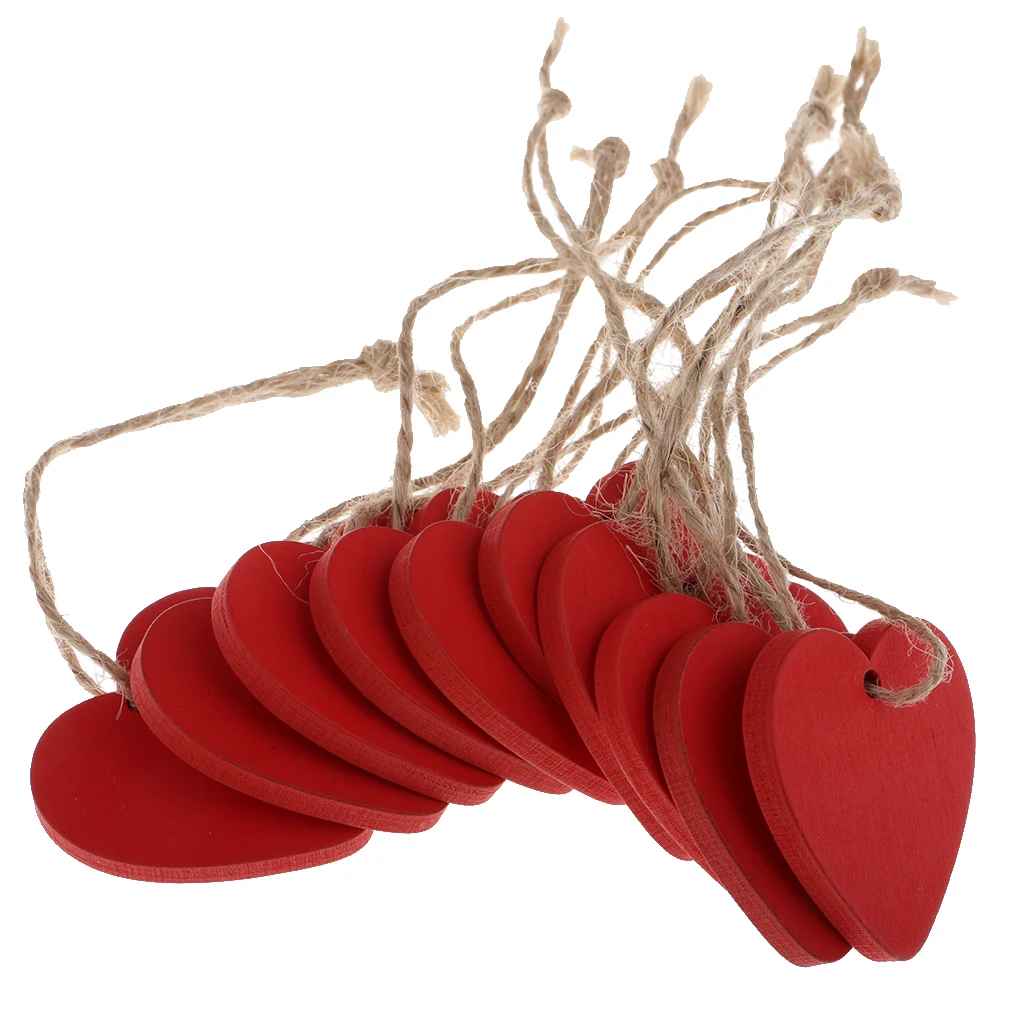 Подарочные бирки в виде розового и красного сердца деревянные принадлежности