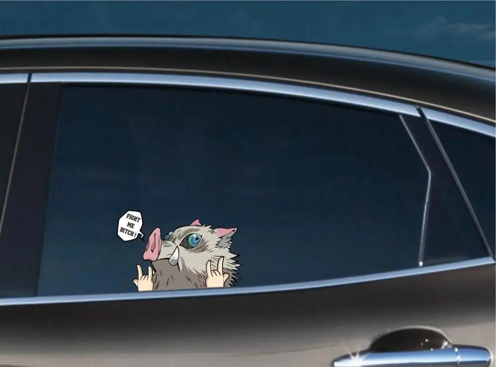 

New Cartoon Inosuke Hashibiria Fight Me Bitch Car Sticker Vinyl Auto Car Window Car Decals PVC 13cm*11cm