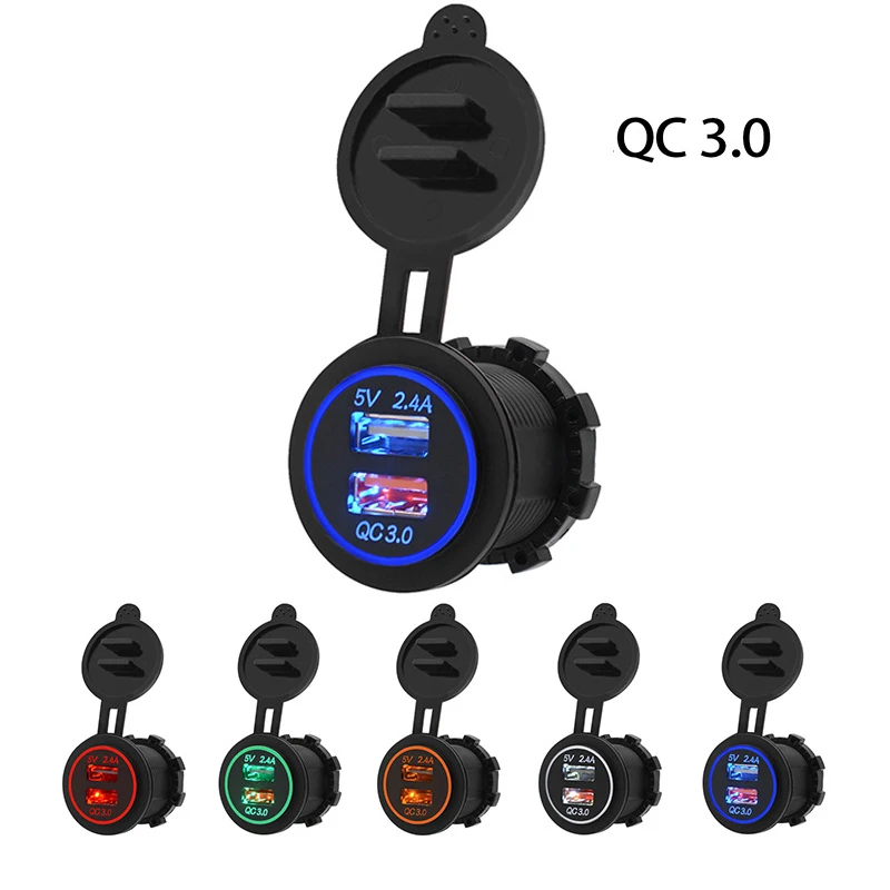 Автомобильное зарядное устройство QC 3 0 с двумя USB портами 5 В/а|Кабели адаптеры и