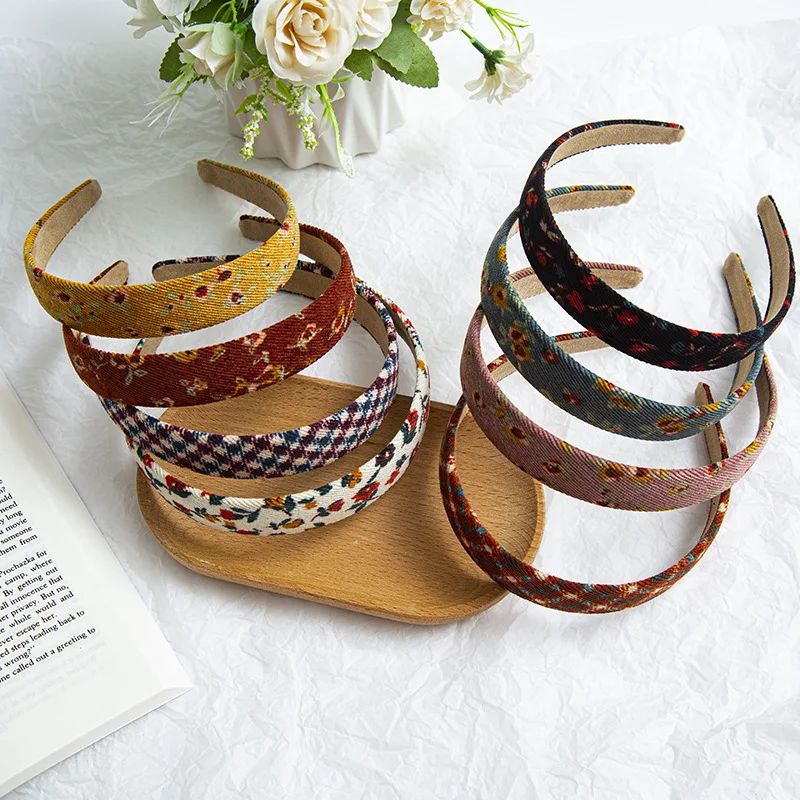 

Retro Floral Plaid Printing Hairband Bezel Hoop 2021 Fashion Washing Headband Hair Hoop Women Girls Hair Accessories Headwear