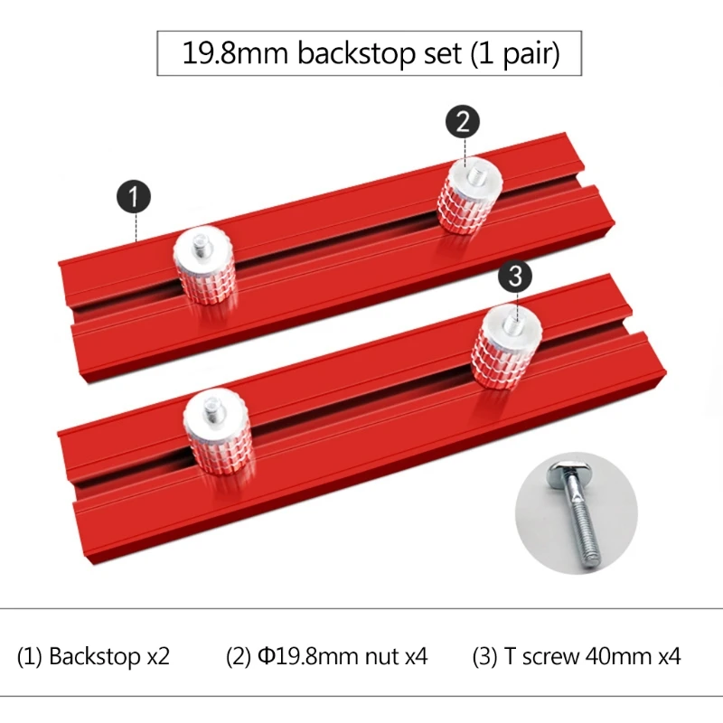 

Woodworking Planing Stop Board Baffle 15.8/17.8/19.8mm Bench Dog Clamps Aluminum Alloy Adjustable Limit Tenon Block Tool