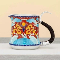 silver justice cup sterling silver 999 handmade cloisonne blue dragon in the sea of clouds old fashioned tea set tea dispenser