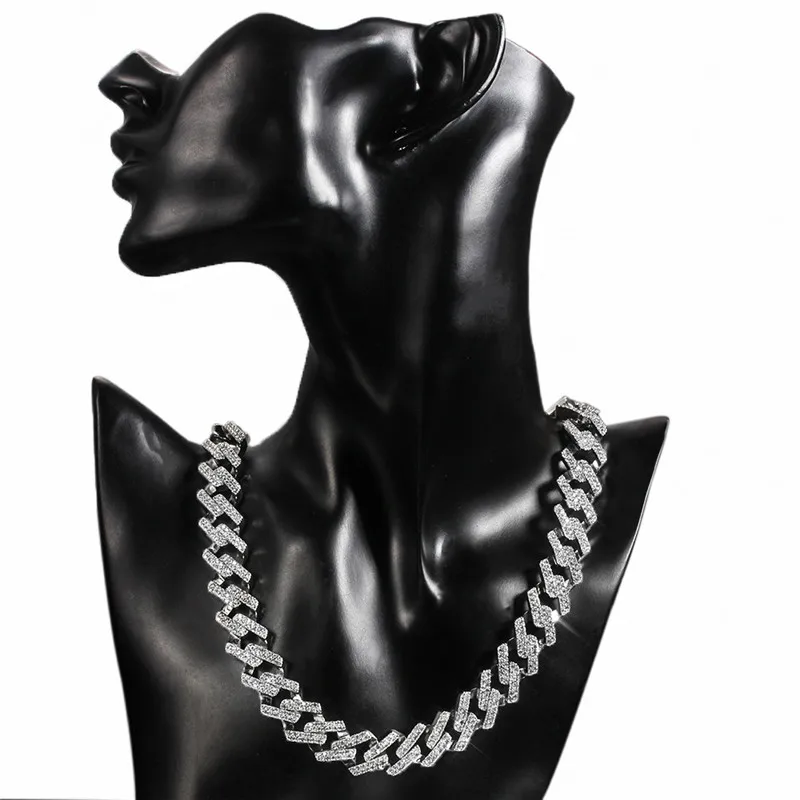 

Luxury Crystal White Zircon Clavicle Chain Hip Hop Necklaces For Men Women Vintage Fashion Rose Gold/Silver Color Cuban Necklace