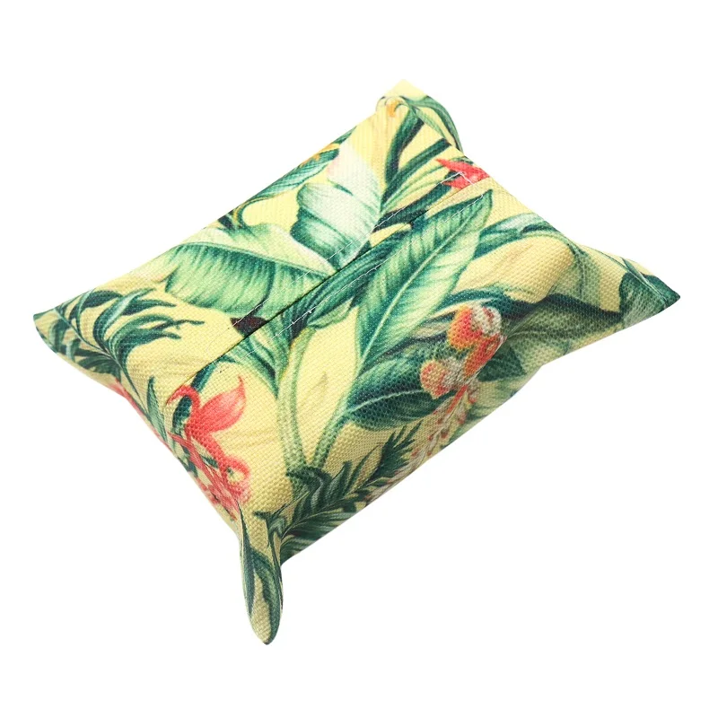 2 Green Leaf Flamingo Tissue Box Cloth Napkin Storage Bag Paper Container For Party Hotel Home Decoration - Цвет: 2