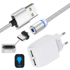 Сетевое зарядное устройство с 2 USB-портами, Магнитный зарядный кабель Micro usb для Samsung Galaxy M01, A01, A10, J4, J6, S4, S5, J3, J7, J2 Prime, A3, A5, A7 2016