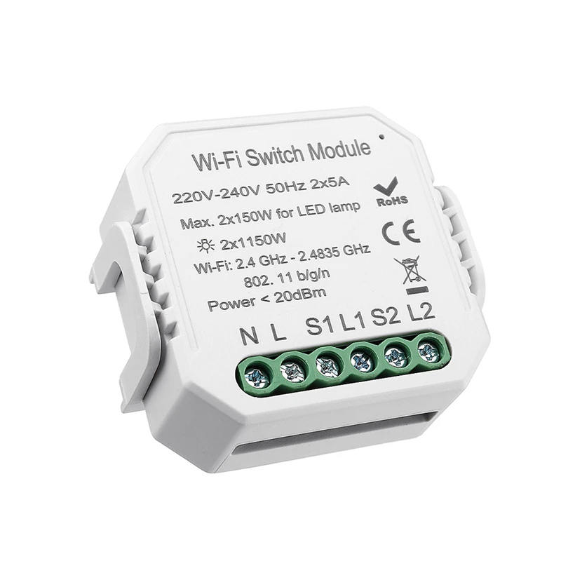 MoesHouse 2 банды 2 способ Wi-Fi дистанционный переключатель освещения Diy выключатель модуль Smart Life приложение дистанционное управление работа с Alexa Google Home