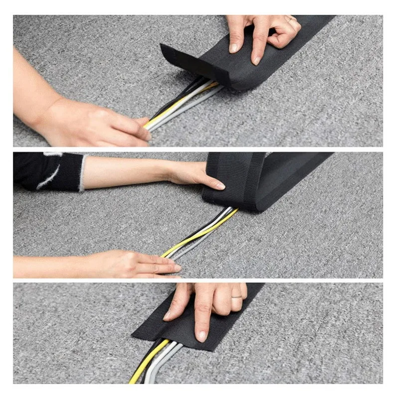 

Soft Adjustable Hook Loop Desk Wire Cable Cover for Floor Carpet Trunk Desk Supplie