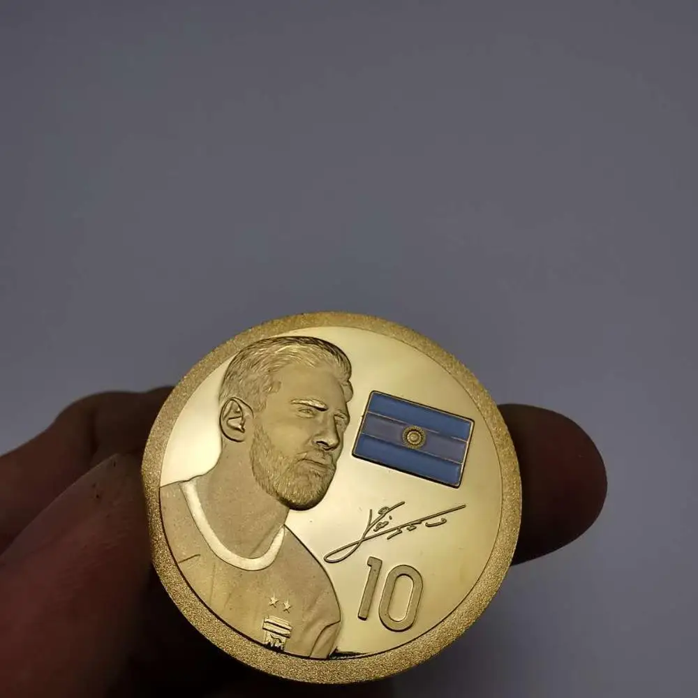 Футбольный игрок Messi спортивная футбольная звезда золотая монета 40 мм значок