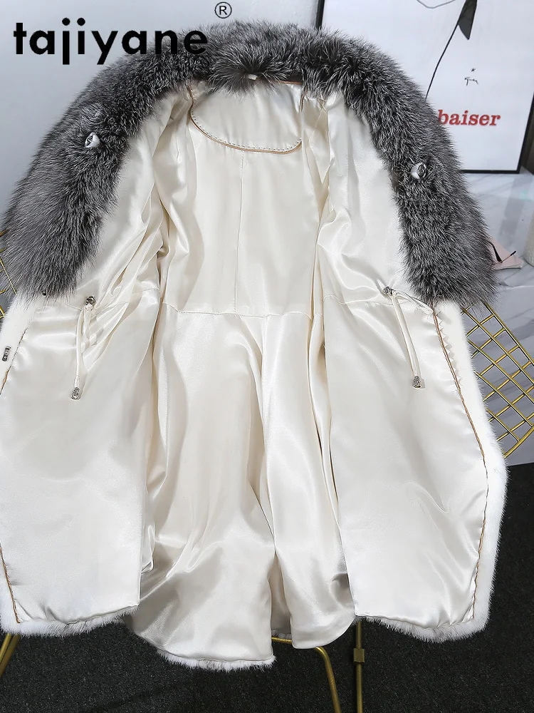 Tajiyane Winter Coats Women 2020 Real Fur Coat Woman Natural Mink Fur Jacket Female Fox Fur Collar Hooded Jackets Casaco TN1367