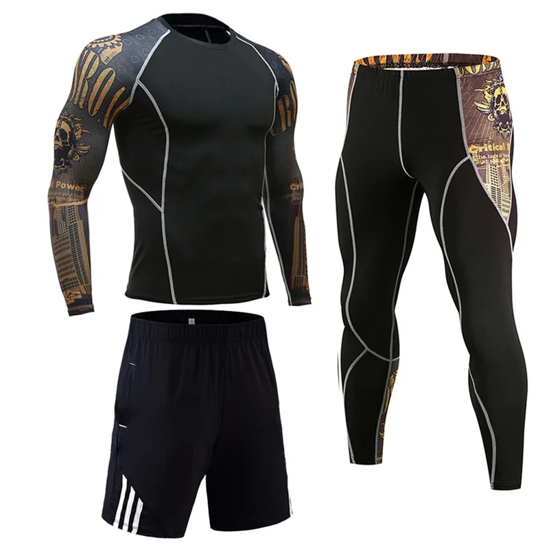 

Men Running Sport Compression t shirt Pants Suits Jogging Tracksuit Sets Male Gym Fitness Training Sportswear Tees Tops Leggings