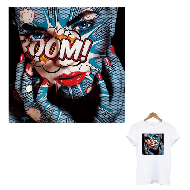 

Graffiti-Art Girl Iron-On Transfer For Clothing DIY Women T-Shirt Hoodies Thermal Sticker On Clothes Applique Decoration Patch