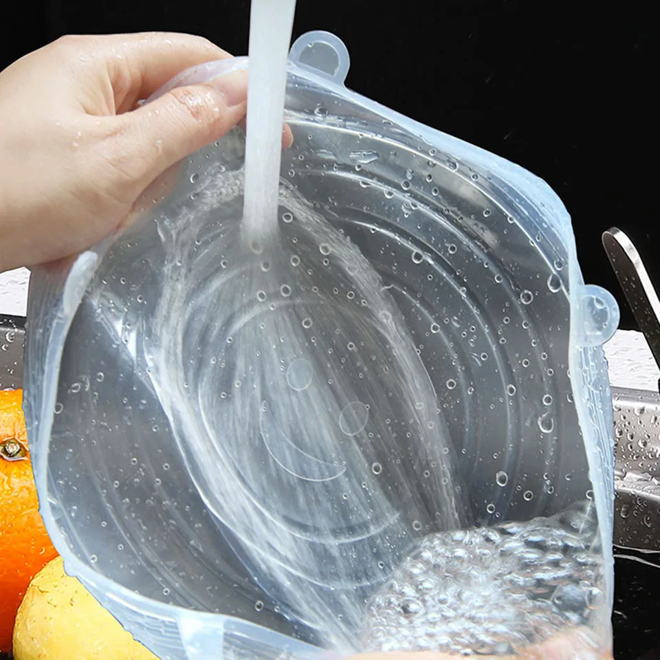 6 шт. многоразовые силиконовые Еда Чехлы УНИВЕРСАЛЬНЫЕ СИЛИКОНОВЫЕ стрейч крышки