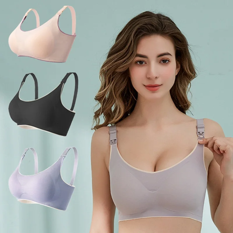 

No trace Maternity Bra Solid Color Breastfeeding Bra Nursing Bras Underwear Clothes for Pregnant Women Soutien Gorge Allaitement