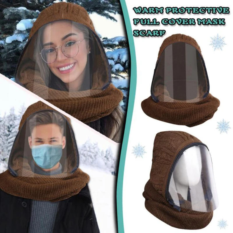 

Прозрачная зимняя теплая маска для лица на молнии и шарф