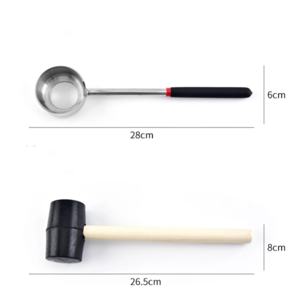 

2Pcs/Set Stainless Steel Coconut Shell Opener Puncher Rubber Hammer Kitchen Tool puncher pierce shell for the kitchen