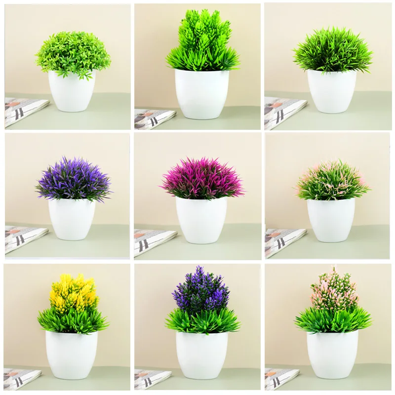 Fake Green Plants Bonsai Artificial Flower Grass Small Tree Pot Plant For Home Decoration Hotel Official Desk Flowerpot Ornament